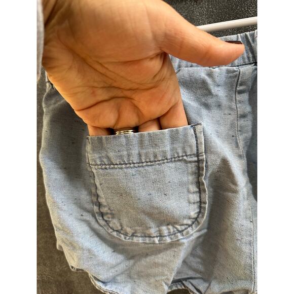 Hanna Andersson Chambray Denim Shorts Elastic Waist Pockets Size 140cm 10-12Y - Picture 4 of 7